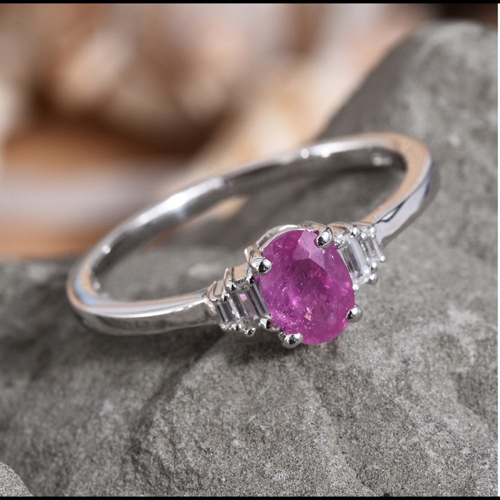 Engagement Ring Genuine Pink Sapphire
